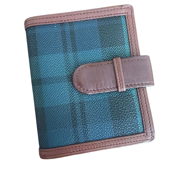 Polo Ralph Lauren Handbags - Polo Ralph Lauren Elegant wallet blue and green plaid pattern rich brown trim